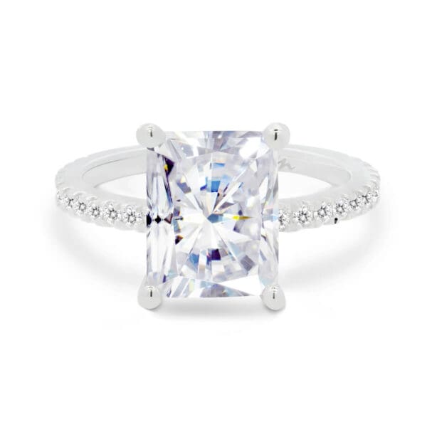 Josephine Large Radiant Ring With Micropave-Setting On Delicate 3/4-Prong Set Band