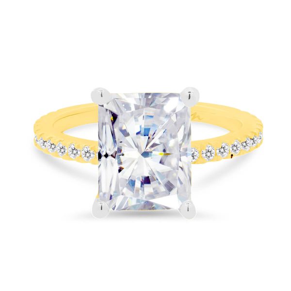Josephine large radiant ring with micropave-setting on delicate 3/4-prong set band