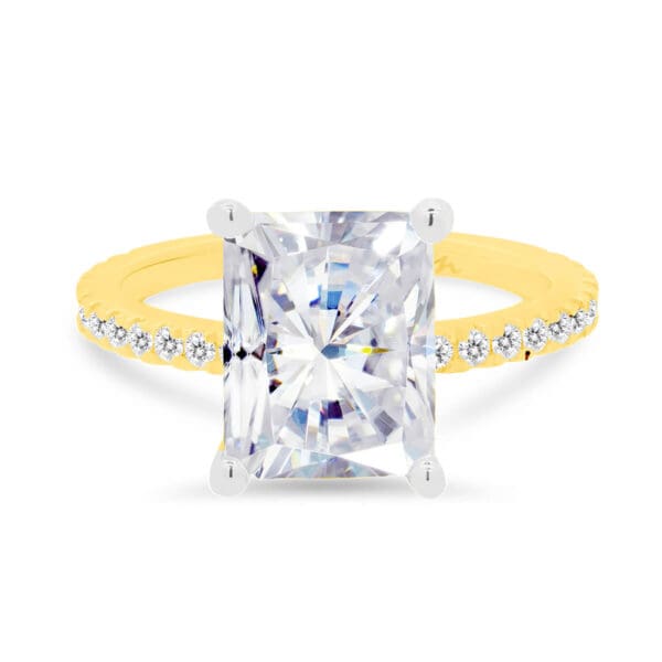 Josephine Large Radiant Ring With Micropave-Setting On Delicate 3/4-Prong Set Band