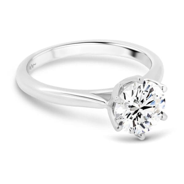 Correa 1.00-1.25ct Protea floral basket solitaire on tapered smooth band