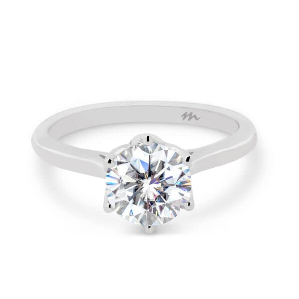 Correa 6.5-7.0 Protea floral basket solitaire on tapered smooth band