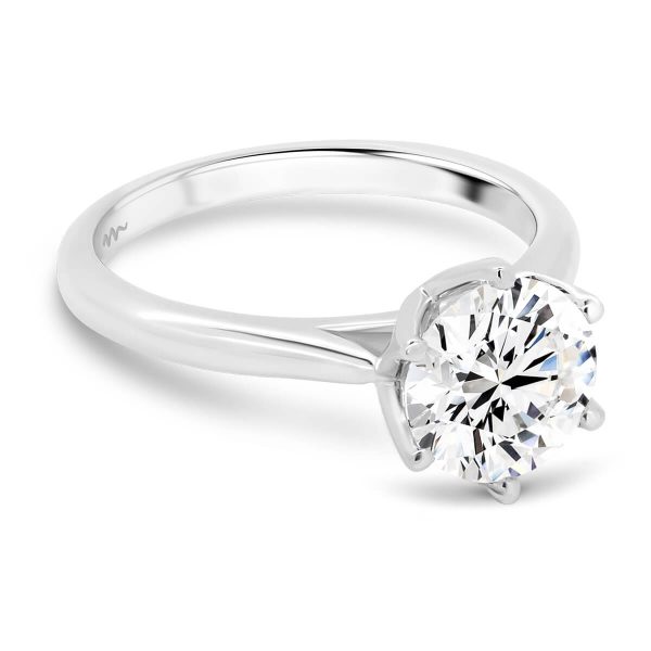 Correa 1.50-2.00ct Protea floral basket solitaire engagement ring on a tapered smooth band