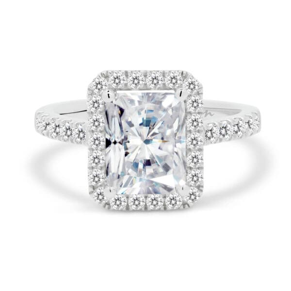 Darlene Radiant 8X6-9X7 Elongated Radiant  Engagement Ring With Halo And Prong Set Band