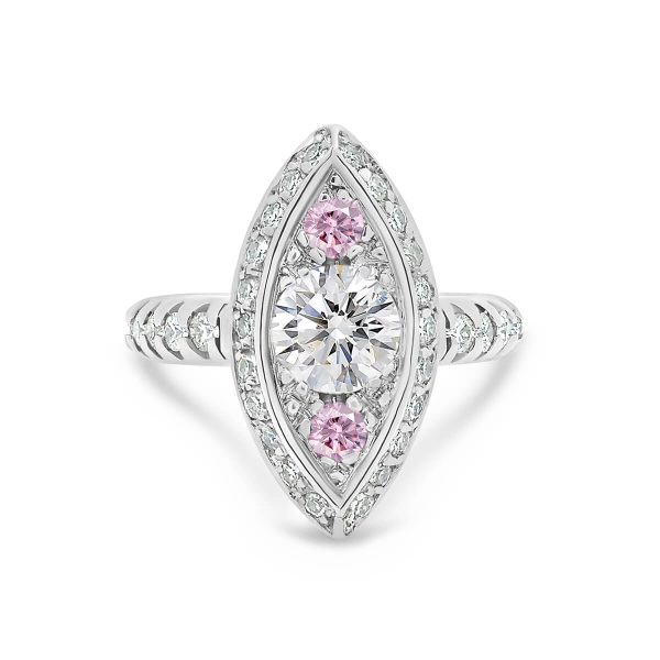 Last Chance to get the Evita Pink marquise shaped pave ring