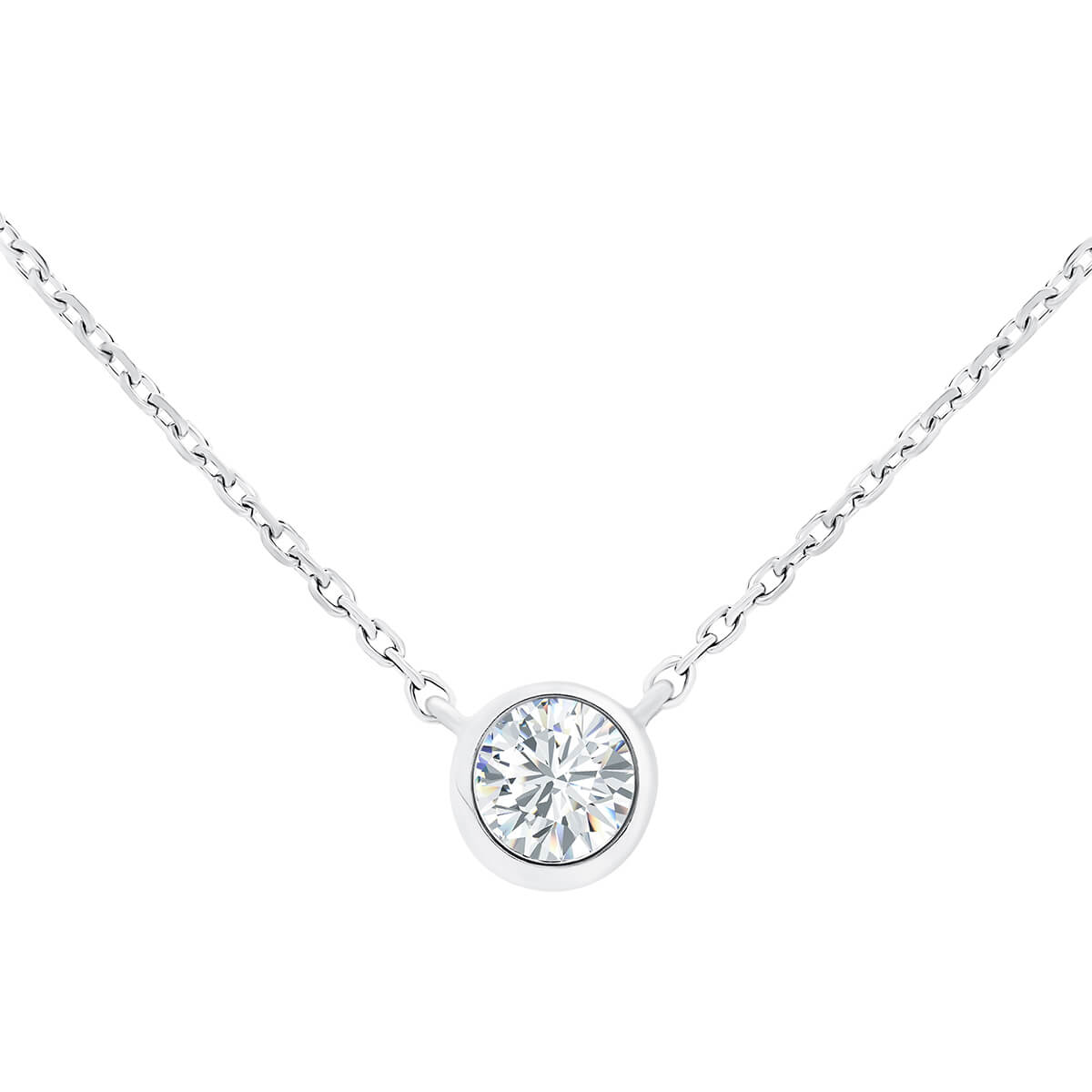 Rochnee 0.23-0.50Ct Small Bezel Diamond Necklace