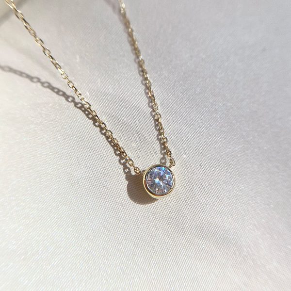 Small bezel diamond necklace