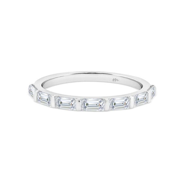 Bonnie Moissanite baguette semi-bezel half band