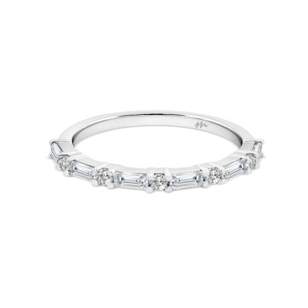 Britanny Moissanite baguette and round alternating half band