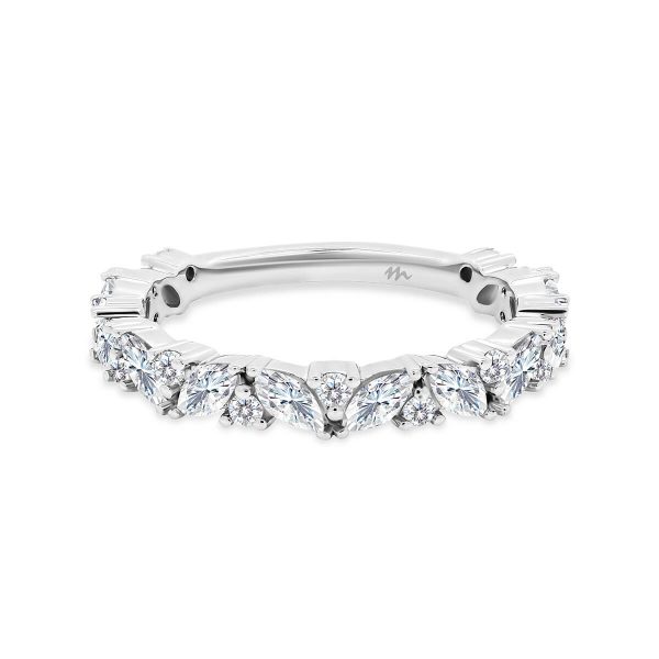 Elle marquise & round cluster prong set 3/4 band