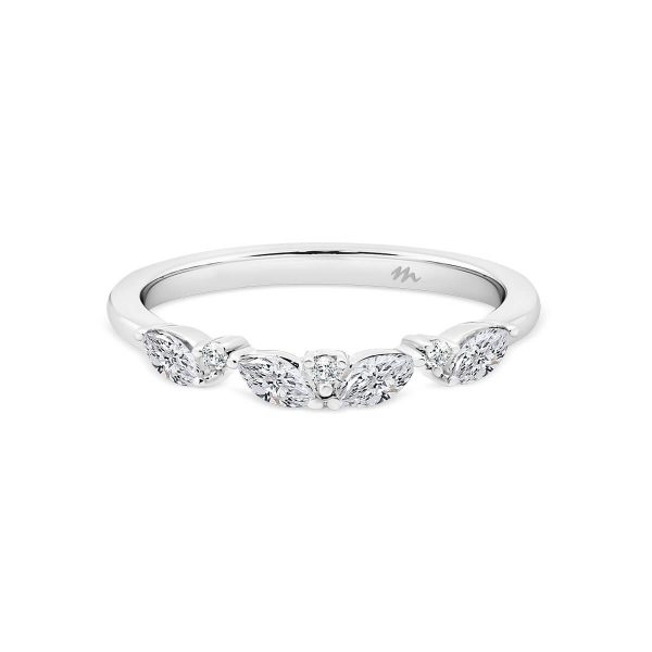 Emma small marquise band with round accent with a very subtle curve in centre