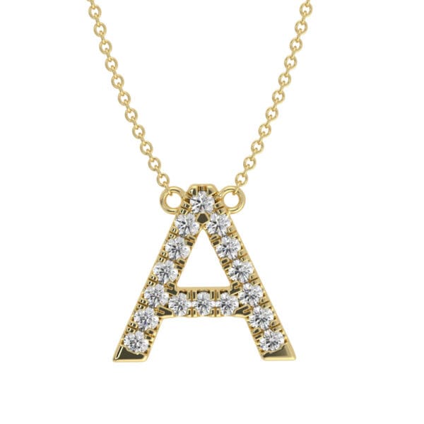 Large Initial A Lab Grown Diamond Gold Necklace