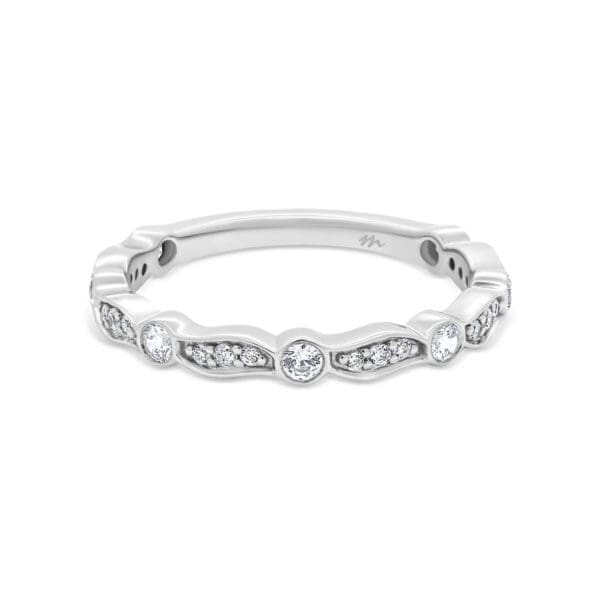 Marlow Moissanite Delicate Wave-Shaped And Bezel Round Alternating 3/4 Band