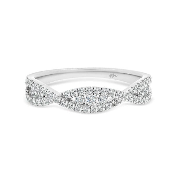 Rylie Moissanite Crossover Infinity Band With Channel Set Round Accents Inbetween