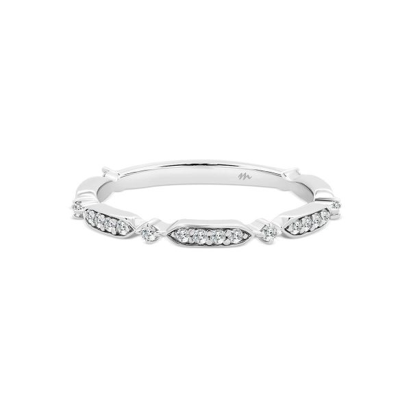 Sadie 3/4 pave set band in tapered sections with round accent