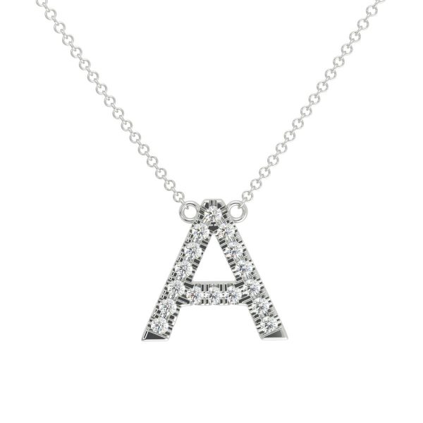 Small Initial A lab grown diamond alphabet necklace on fine adjustable chain