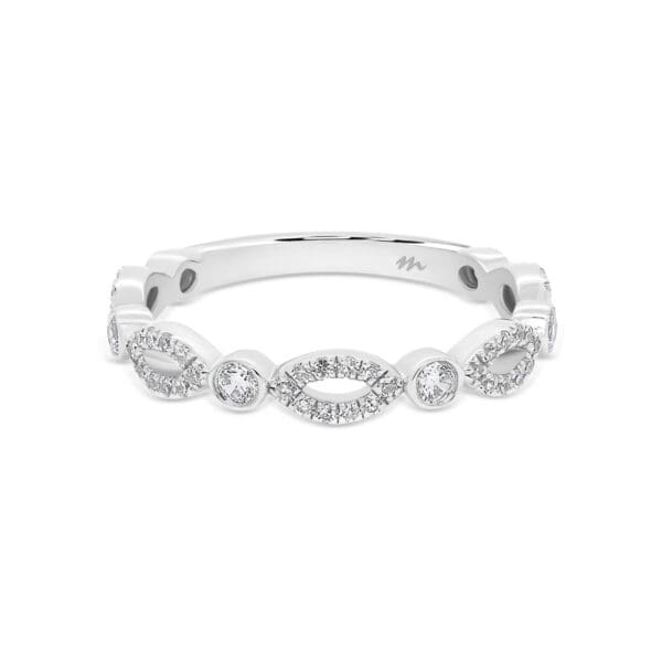 Tamika Moissanite 3/4 Band With Pave Marquise Shape And Bezel Set Round Alternating