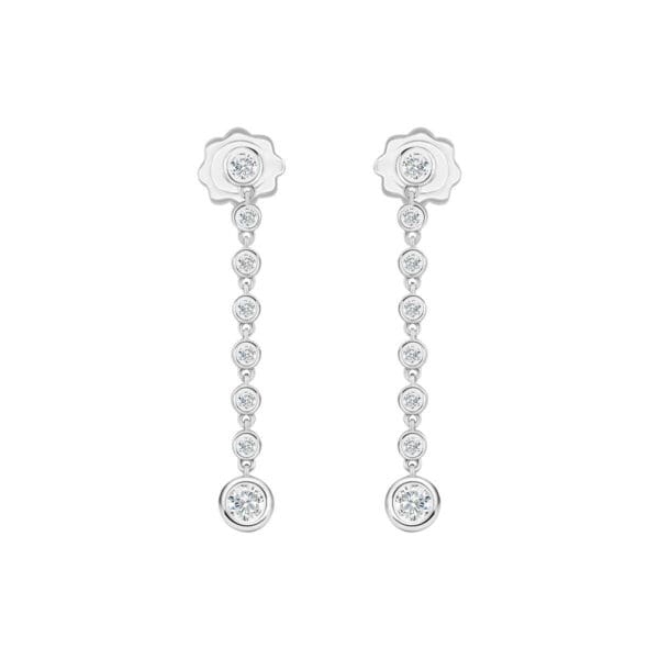 Cali drop earring with petite bezels dangling with a drop at end