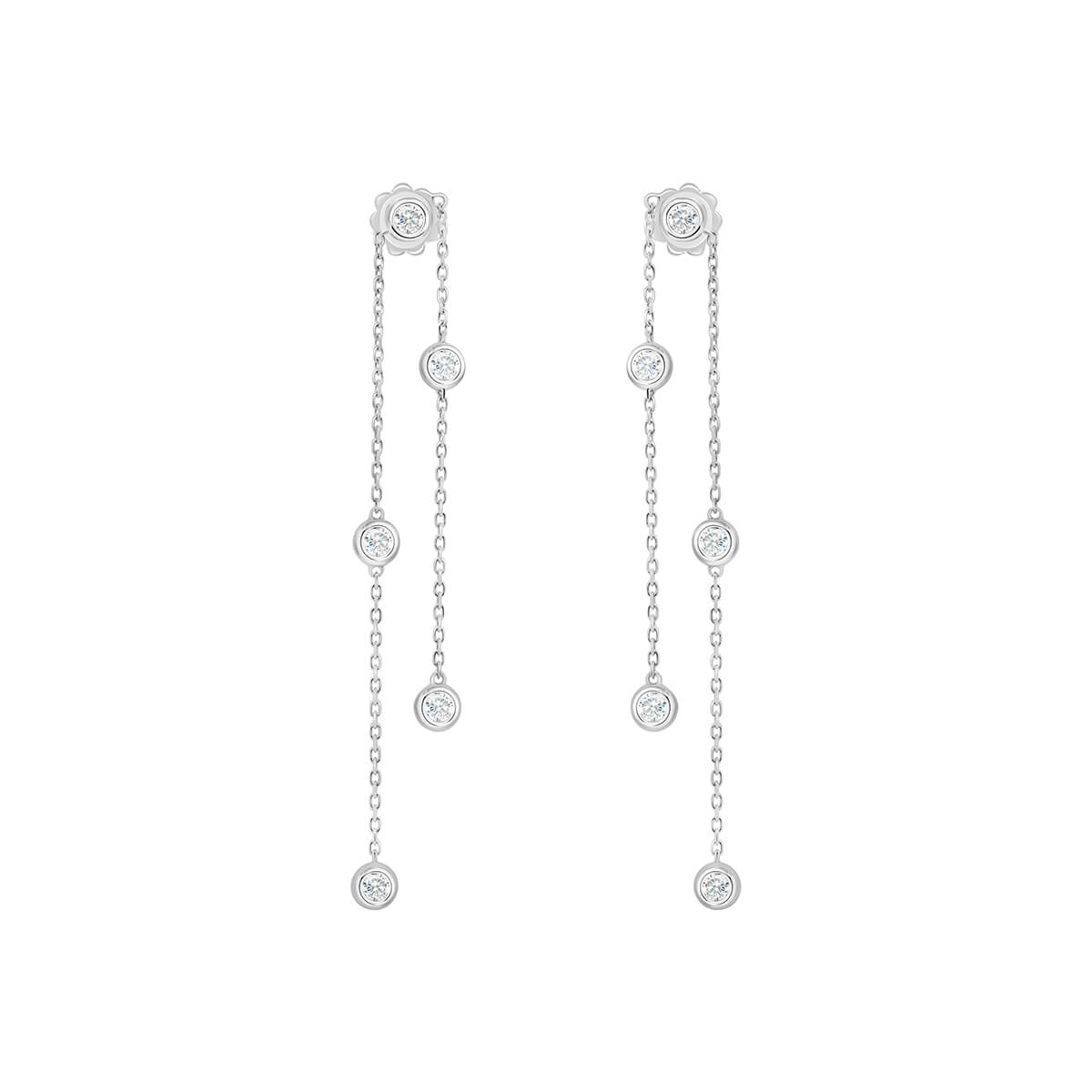 Georgie frong-back two-strand drop earrings with bezel set lab grown diamonds