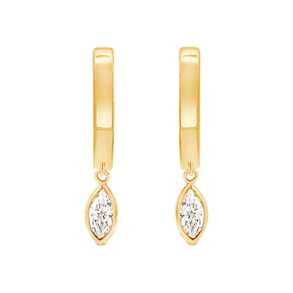 Ginny Marquise 5x2.5-7x3.5 drop huggie small hoops with marquise drop in bezel set