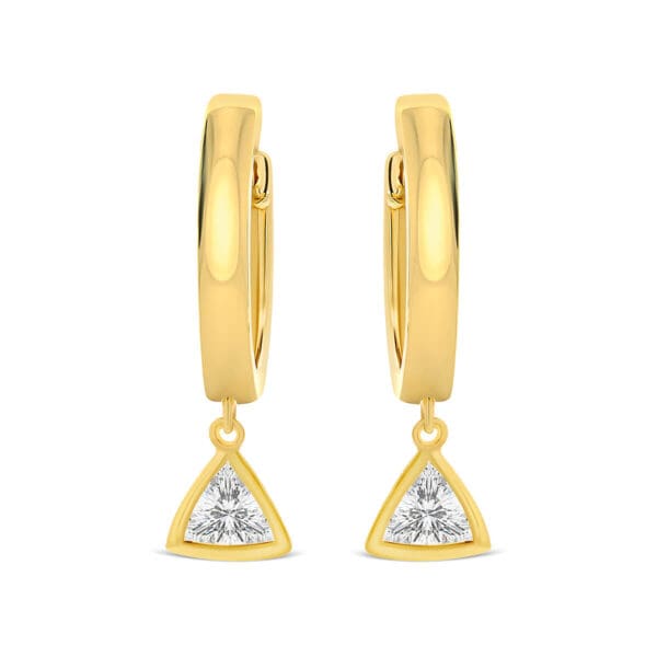 Ginny Trillion 4.0-5.0 drop huggie small hoops with trillion drop in bezel set
