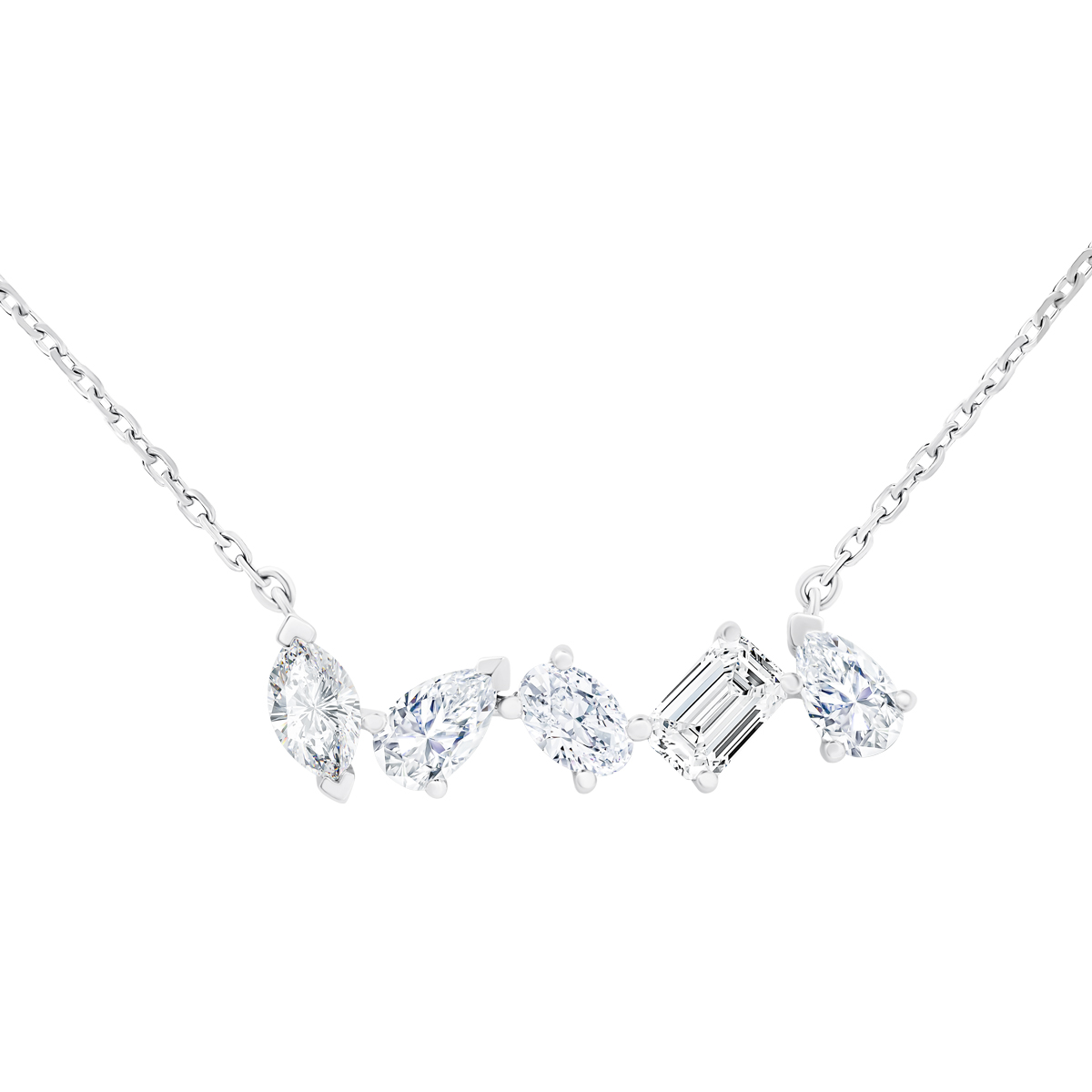 Avery Cluster Bar Necklace With Fancy Cuts Lab Grown Diamonds