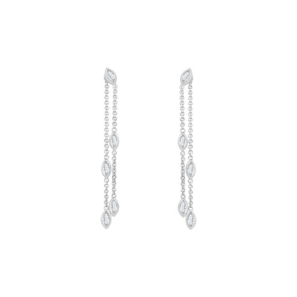 Billie Marquise two-strand chain earrings with bezel set marquise lab grown diamonds