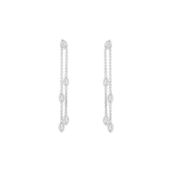 Billie Marquise two-strand chain earrings with bezel set marquise lab grown diamonds