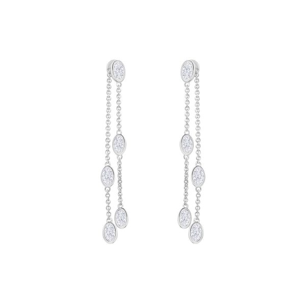 Billie Oval two-strand chain earrings with bezel set oval lab-grown diamonds