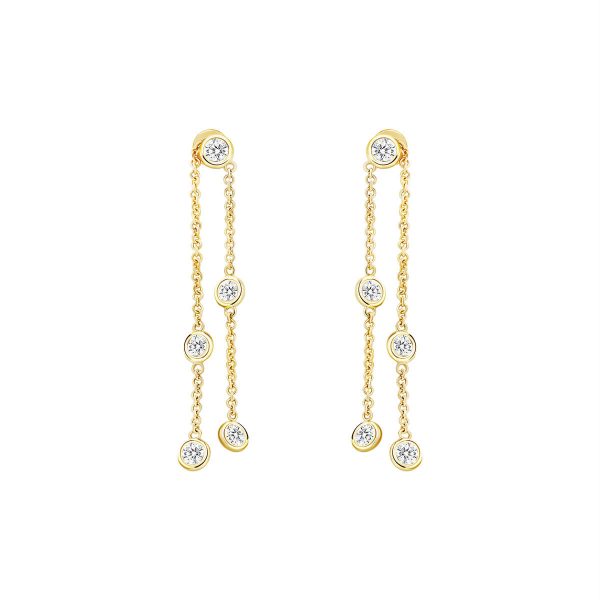 Billie Round two-strand chain earrings with bezel set round lab-grown diamonds