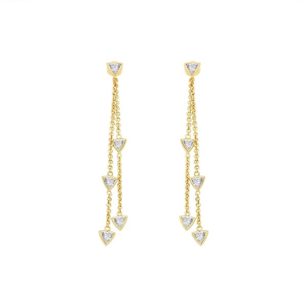 Billie Trillion two-strand chain earrings with bezel set trillion lab-grown diamonds