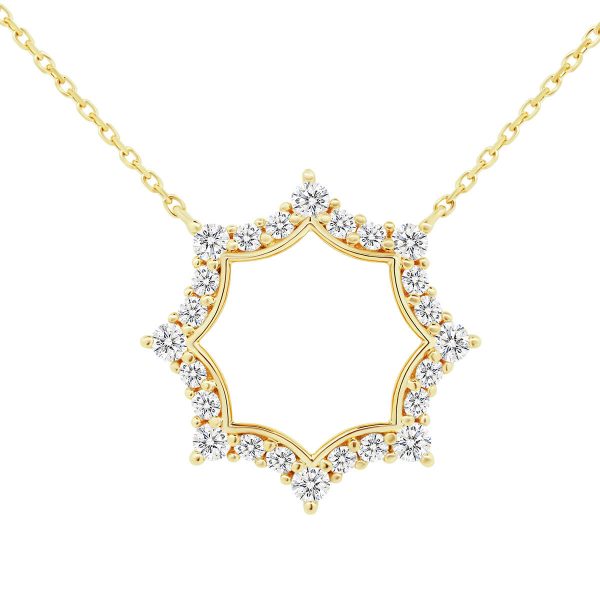Constance Snowflake diamond necklace with polished inner boarder
