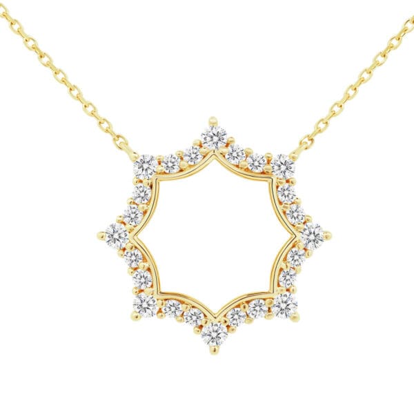 Constance Snowflake Lab Grown Diamond Necklace With Polished Inner Boarder