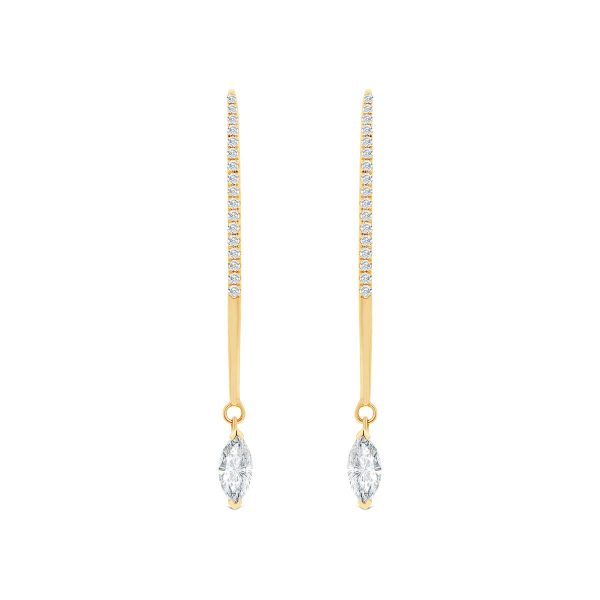 Ella Marquise Lab Grown Diamond Bar Earrings With Marquise Drop At End