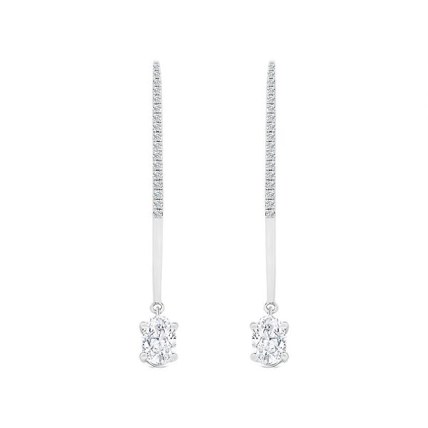 Ella Oval lab-grown diamond bar earrings with oval drop at end