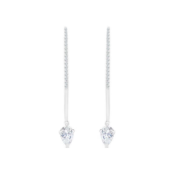 Ella Pear lab-grown diamond bar earrings with pear drop at end