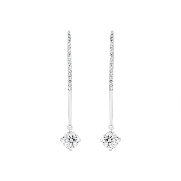 Ella Round lab-grown diamond bar earrings with round drop at end