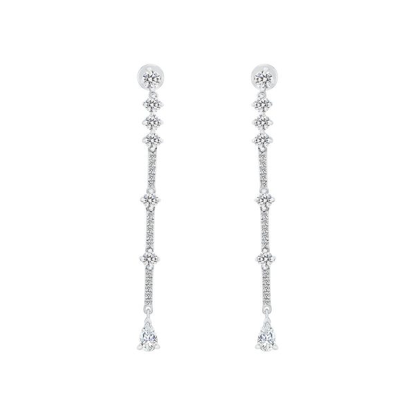 Elsie Pear Medium earrings with medium-length pave and round drop lab-grown diamonds