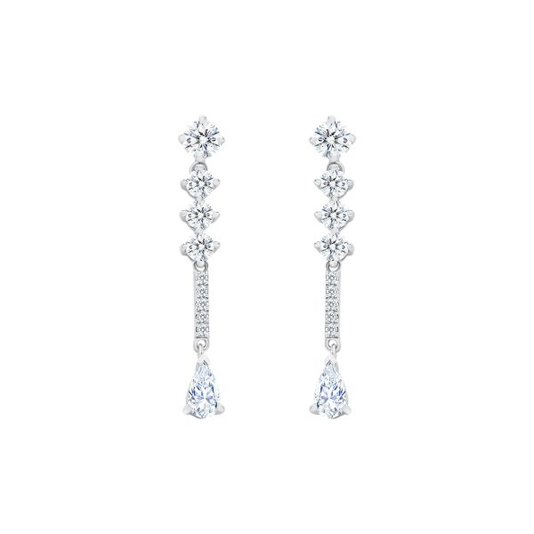 Elsie Pear Short earrings with short-length pave and round drop lab-grown diamonds