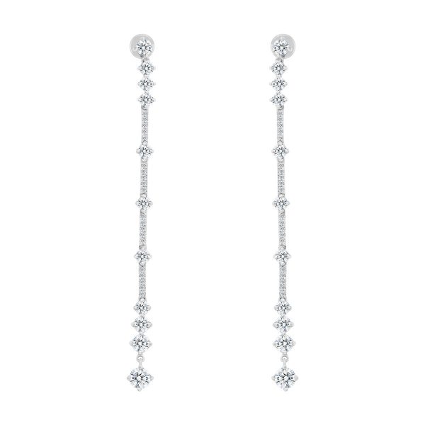 Elsie Round Long lab-grown diamonds earrings with long-length pave and round drop