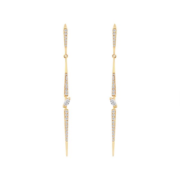 Harriet Marquise triple stem earrings with solitare pear lab-grown diamond in the middle