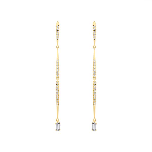 Hayley Emerald triple stem earrings with solitare emerald lab-grown diamond on the end