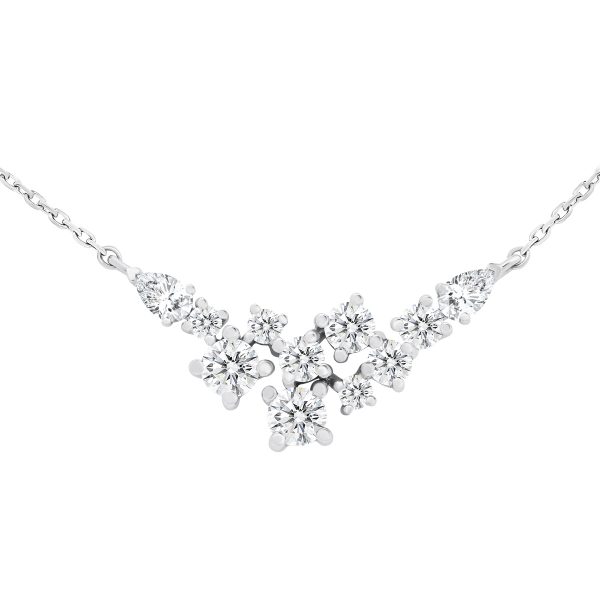 Isla Pear cluster necklace with round and pear lab grown diamonds