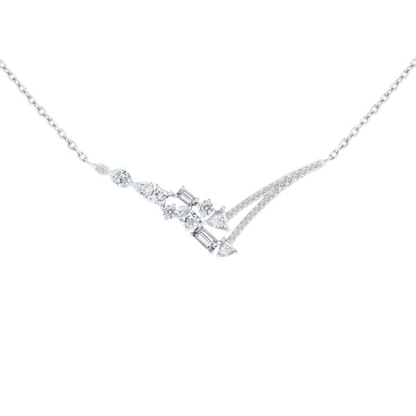 Joy asymmetrical V shape necklace with mix fancy cut and pave-set round lab grown diamonds