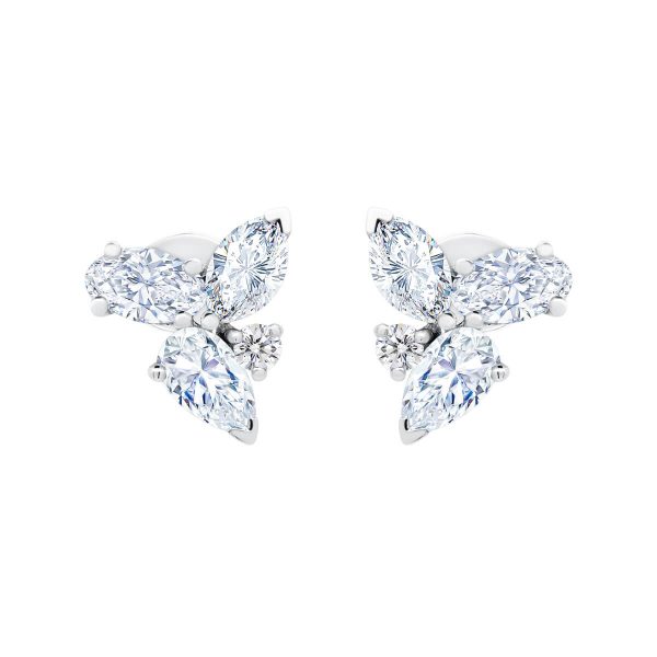 Katy fancy cut lab grown diamond cluster stud earring