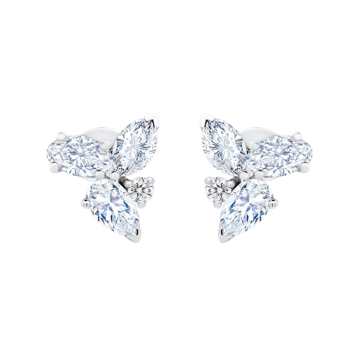 Katy Fancy Cut Lab Grown Diamond Cluster Stud Earring