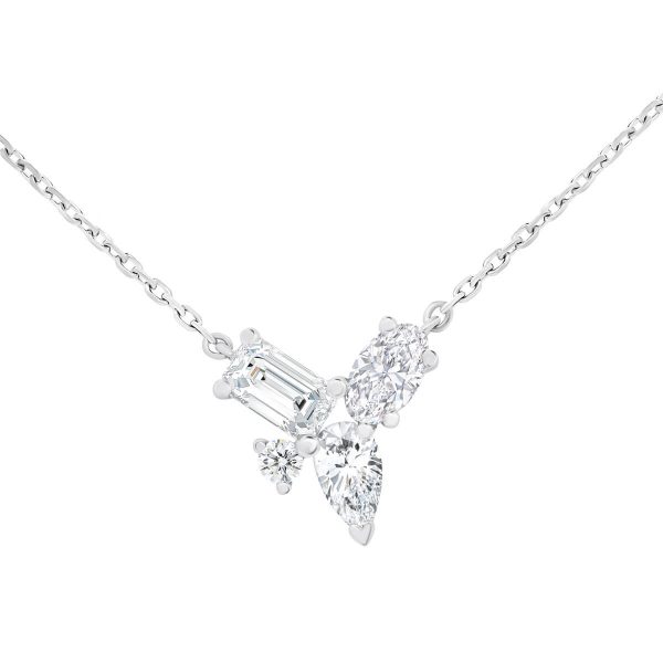 Kacey fancy cut lab grown diamond cluster necklace