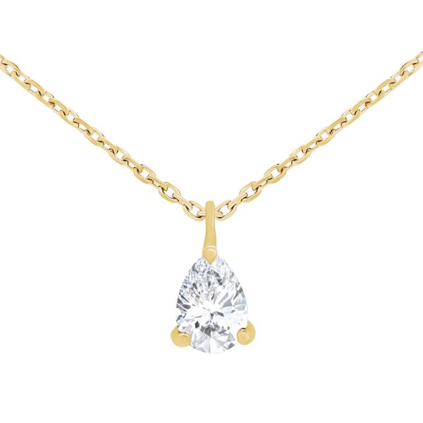 Kristen 0.34-0.62ct pear solitaire necklace on fine adjustable chain