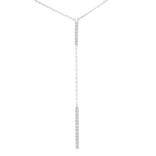 Maisie Delicate Y Chain Necklace With Pave Bars