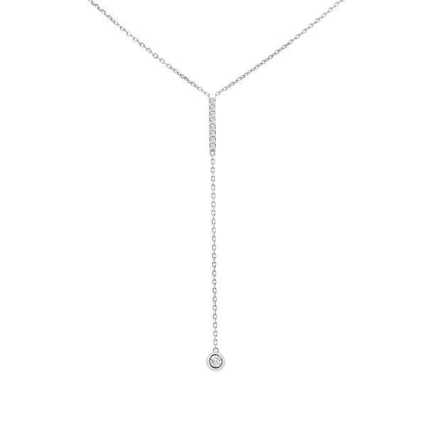 Mariam delicate Y chain necklace with pave bar & bezel stone drop