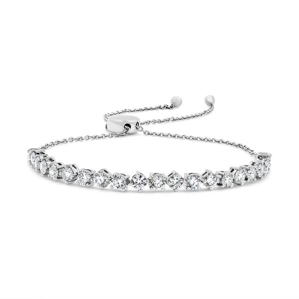 Paloma Medium round lab grown diamond half tennis bracelet with bolo chain back